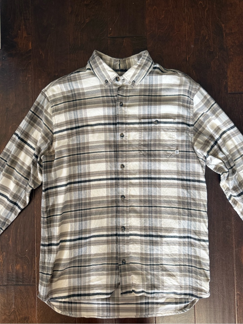 Duck Camp Men's Plaid Button-Down Shirt in Gray and Cream